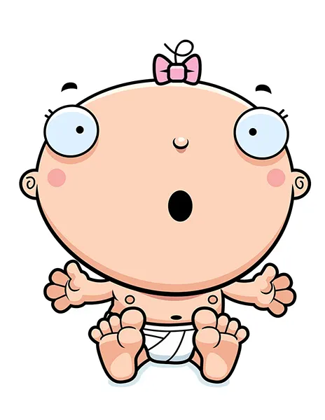 Illustration of a cute baby with a big head