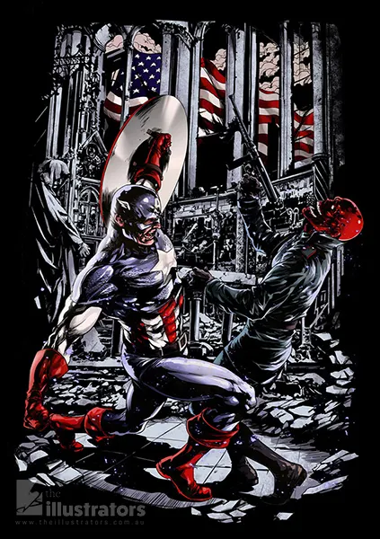 Captain America comic illustration