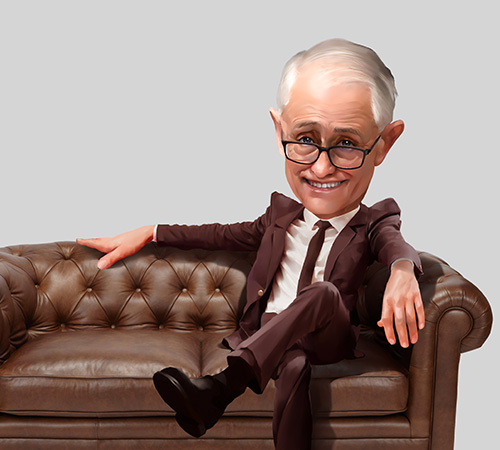 Caricature portrait of Malcolm Turnbull