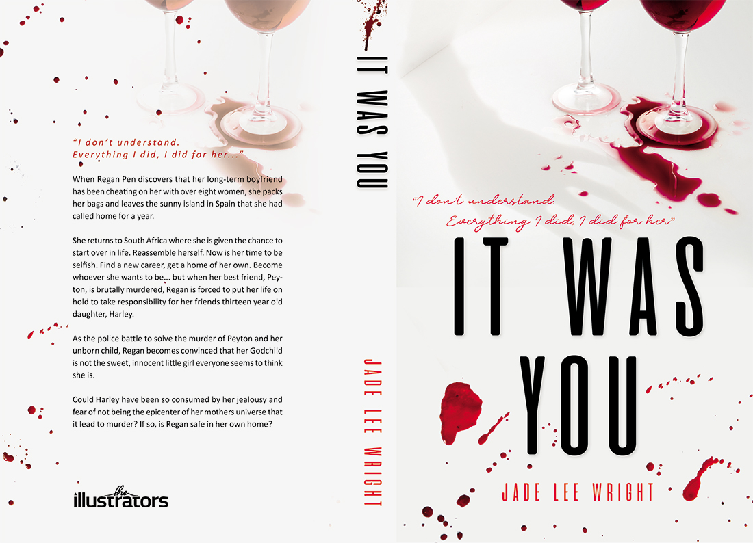 Book cover with red wine and blood