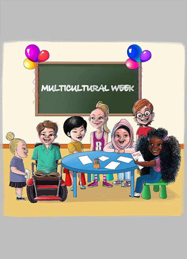 Children in class multicultural week