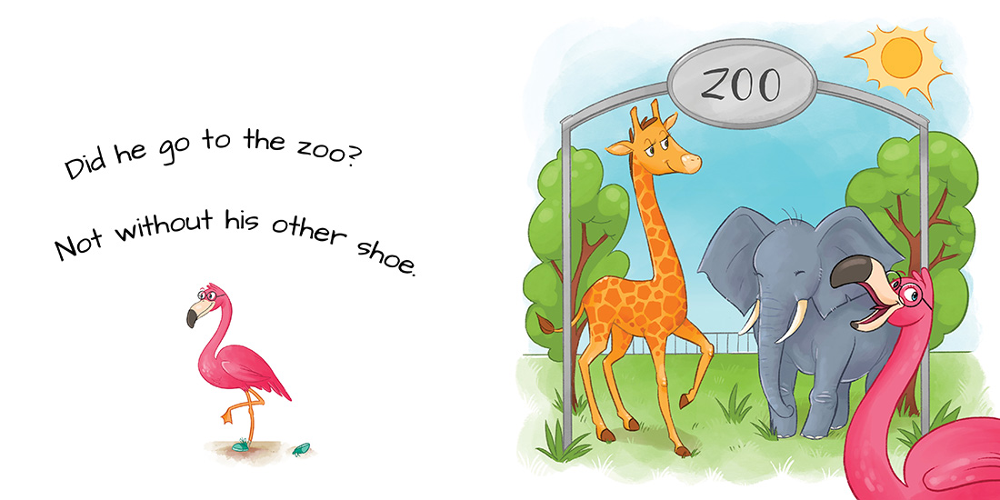 Pink flamingo going to the zoo