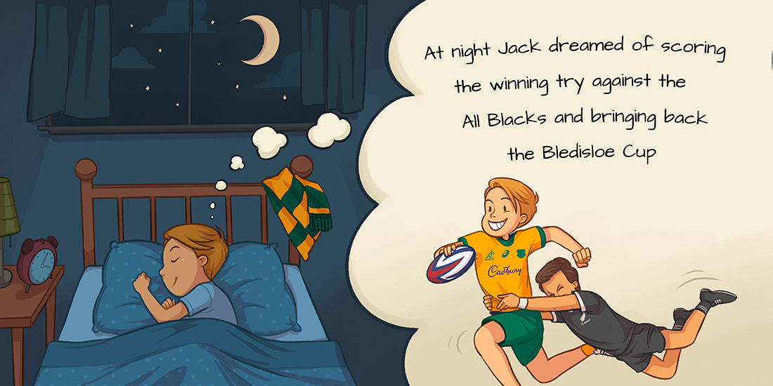 Jack dreaming about playing rugby