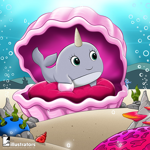 Narwhal on a clam bed