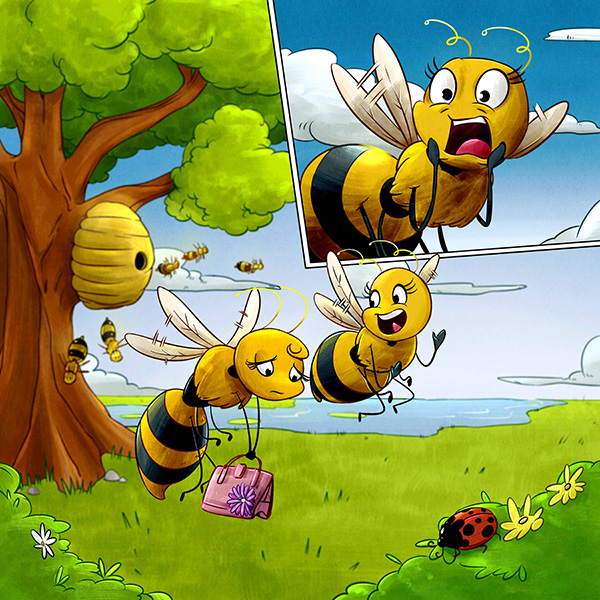 Two bees talking