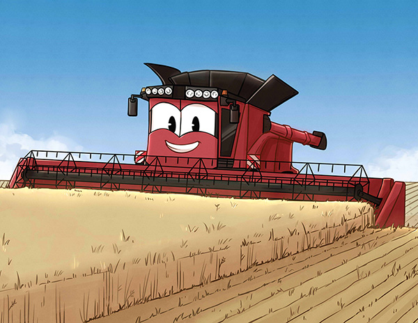 Header in a wheat field