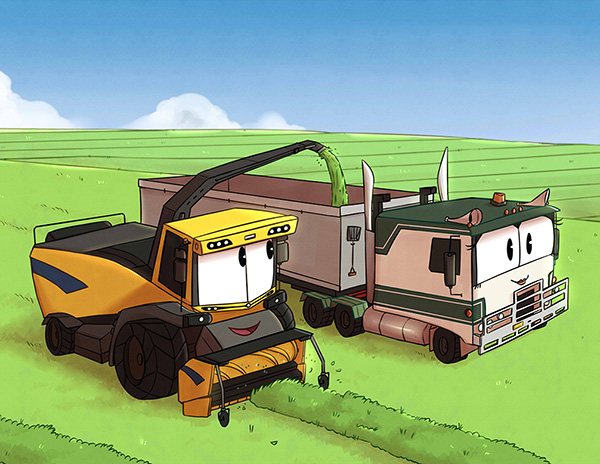 Header in a wheat field