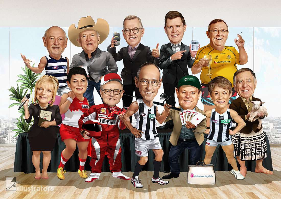 Lendlease team caricature with company directors wearing their favourite outfits