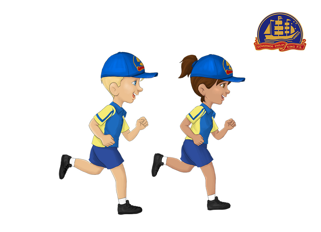 Two children running in sports uniform