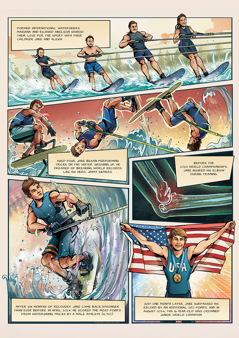 Comic book poster of Jake Abelson for Guinness World Records