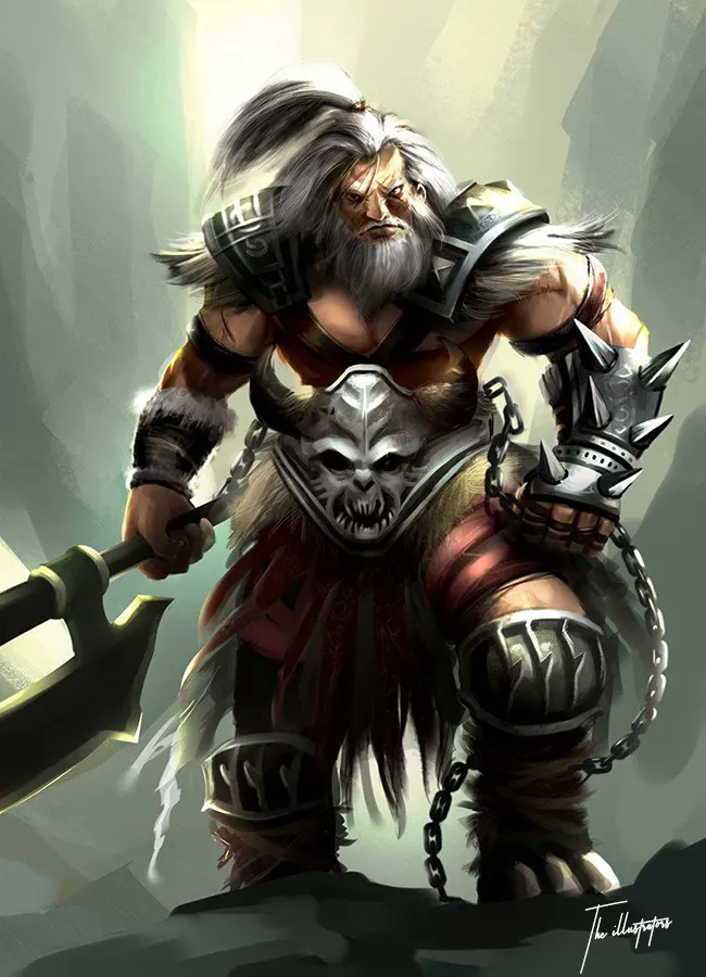 Fantasy illustration of a Dwarf in armour holding an Axe