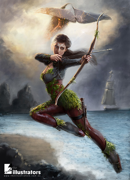 Fantasy woman archer