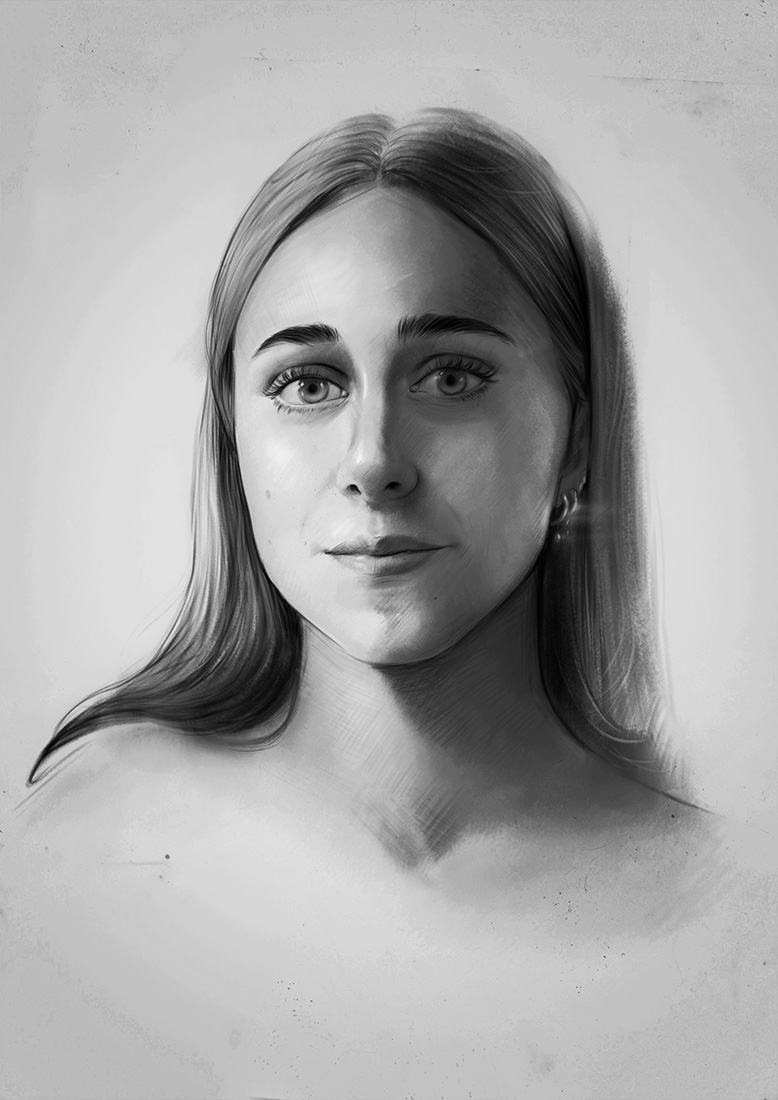 Charcoal portrait of a woman