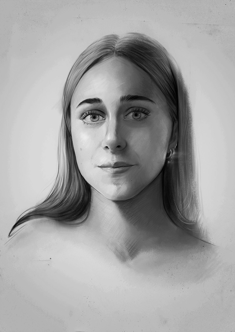 Charcoal portrait of a woman