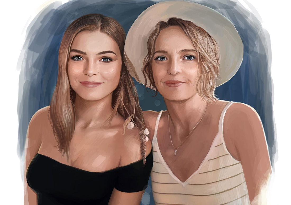 A portrait of two women