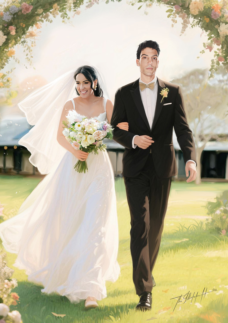 Wedding portrait of a bride and groom