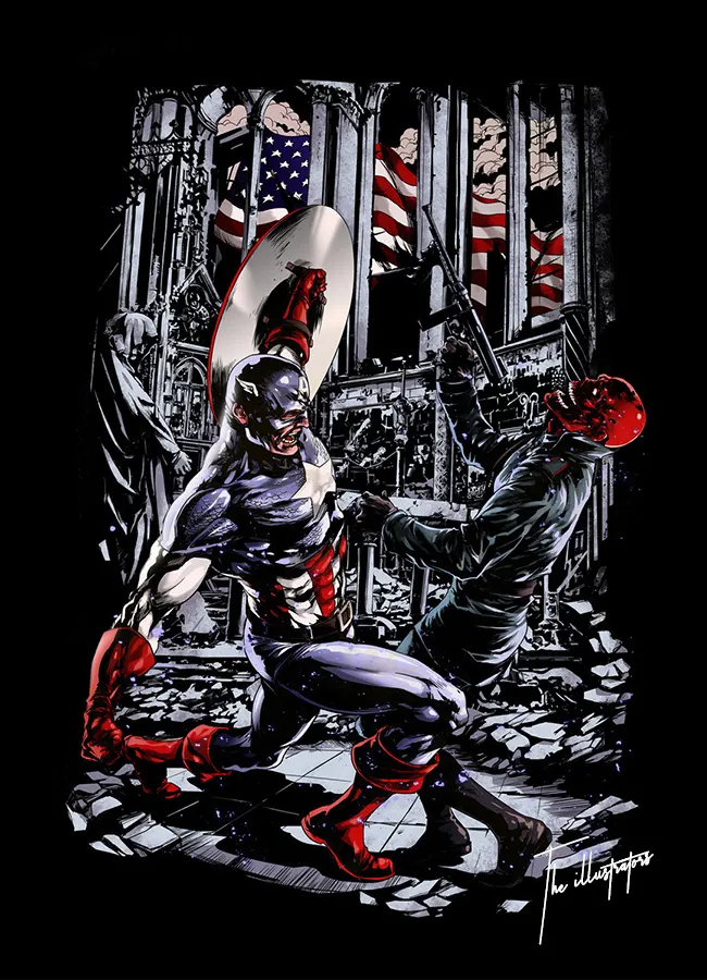 Captain America comic illustration