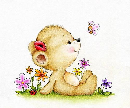 Cute bear sitting on ground